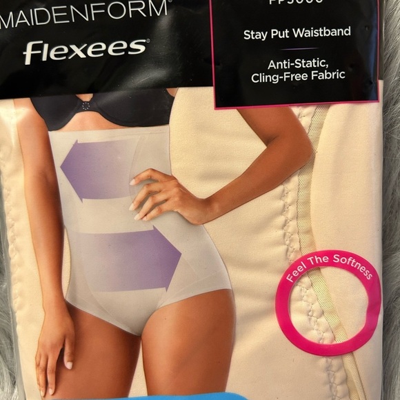 Maidenform‎ Flexees Shapewear Womens Size Medium Beige Stretchy High Waist Brief - Picture 2 of 4